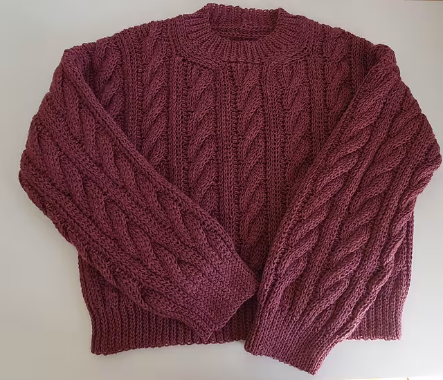 Mila Sweater textured burgundy crochet design