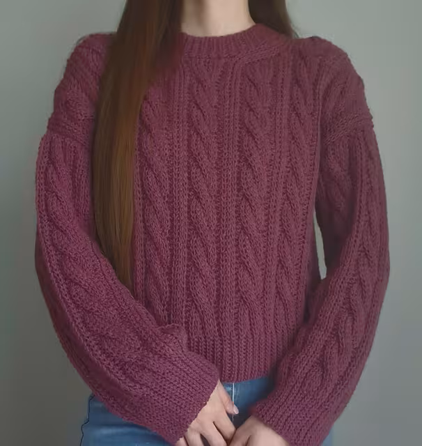 Mila Sweater textured burgundy crochet design